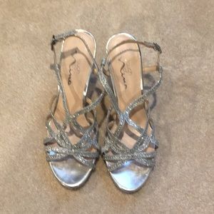 A sparkly silver heels